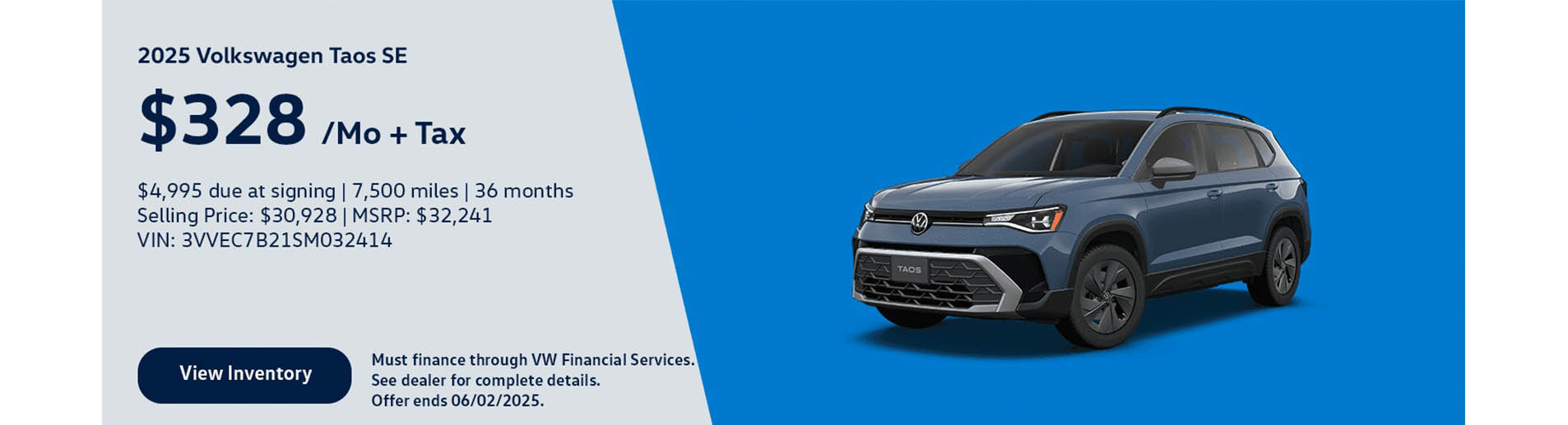 2025 Volkswagen Taos $328 a Month