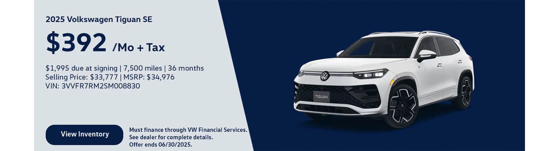2025 Volkswagen Tiguan $392 /mo + tax